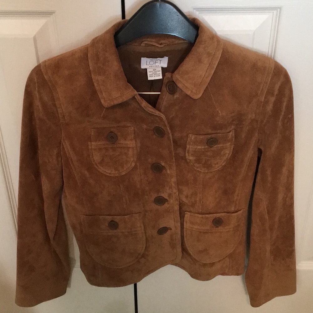 Loft Petites tan leather jacket.  4P